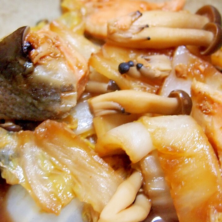 鮭と白菜の重ね味噌蒸し煮